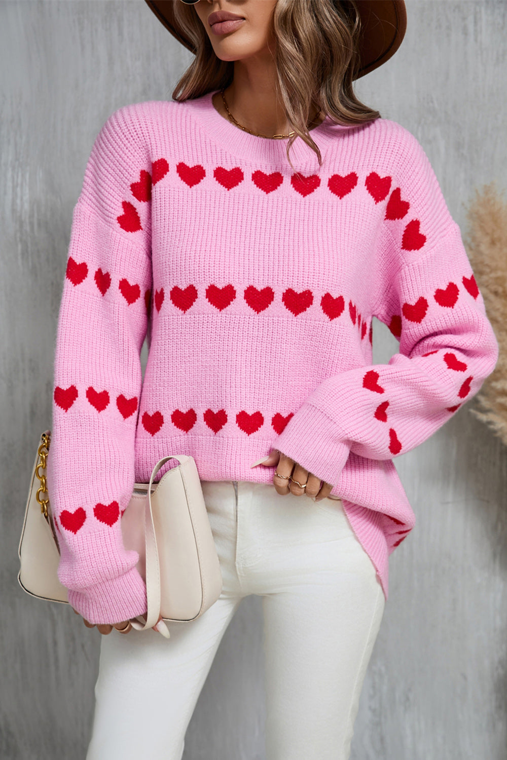 Angel Wings Heart Round Neck Long Sleeve Sweater - Charming Charlie