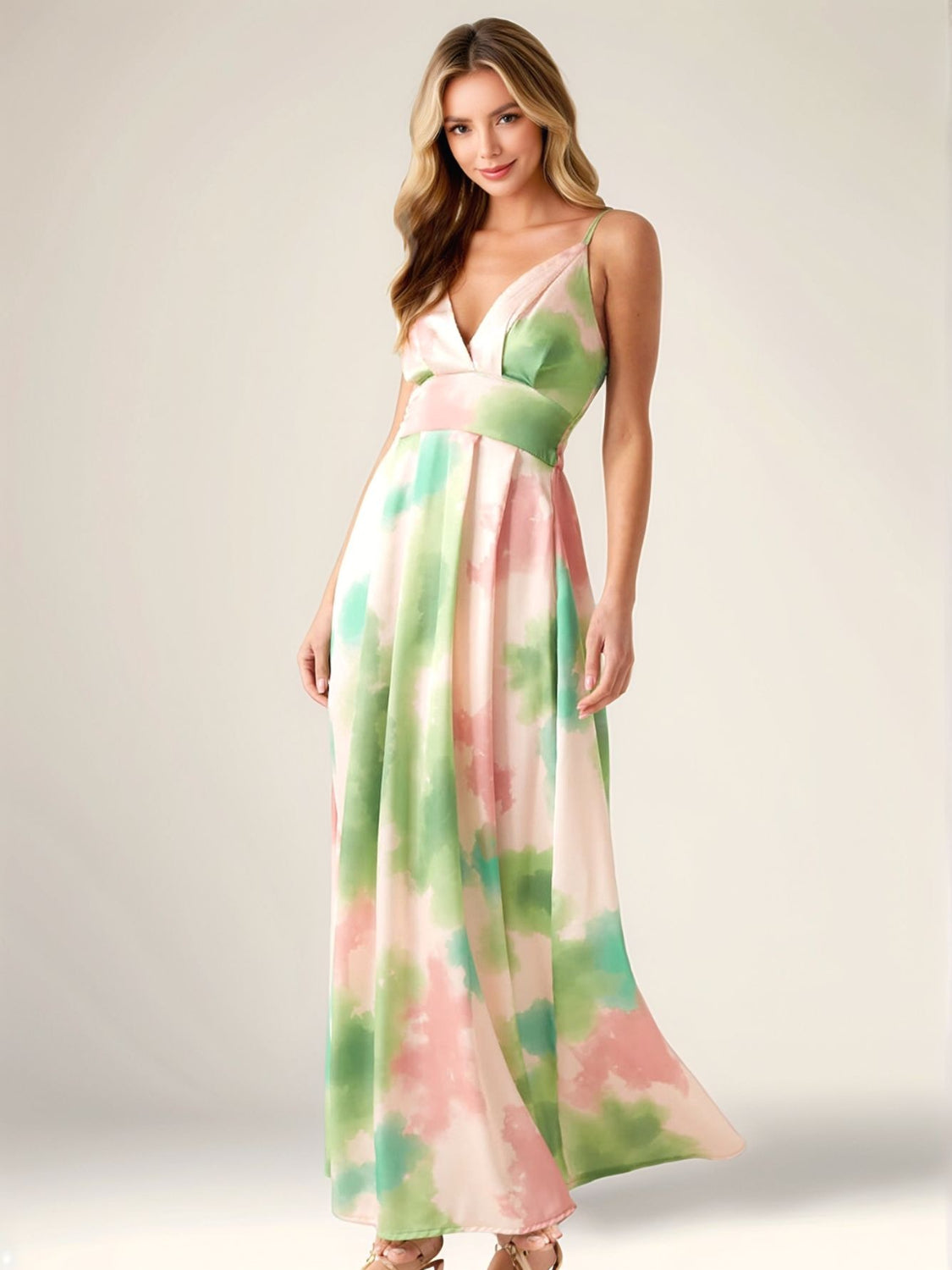Smocked Back Tie-Dye Maxi Cami Dress Pink / XL Smocked Back Tie-Dye Maxi Cami Dress Pink / XL