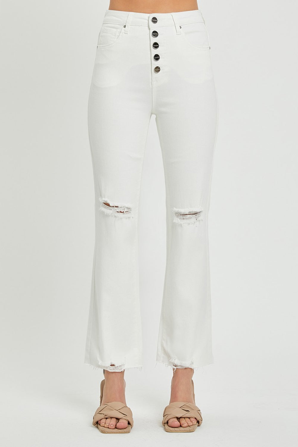 RISEN  Full Size High Rise Button Fly Straight Ankle Jeans - Charming Charlie