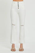 RISEN  Full Size High Rise Button Fly Straight Ankle Jeans - Charming Charlie