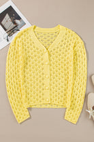 Openwork V-Neck Long Sleeve Cardigan - Charming Charlie