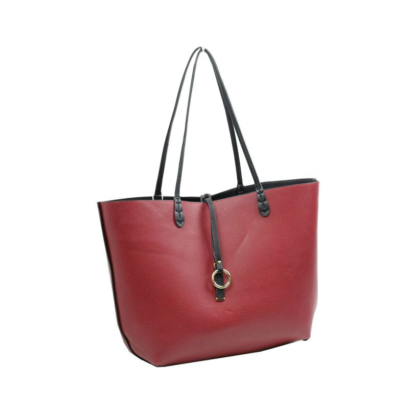 Women’s Pebbled Faux Leather Reversible 2 in 1 Tote Shoulder Handbag Crossbody Bag - Tote Bag