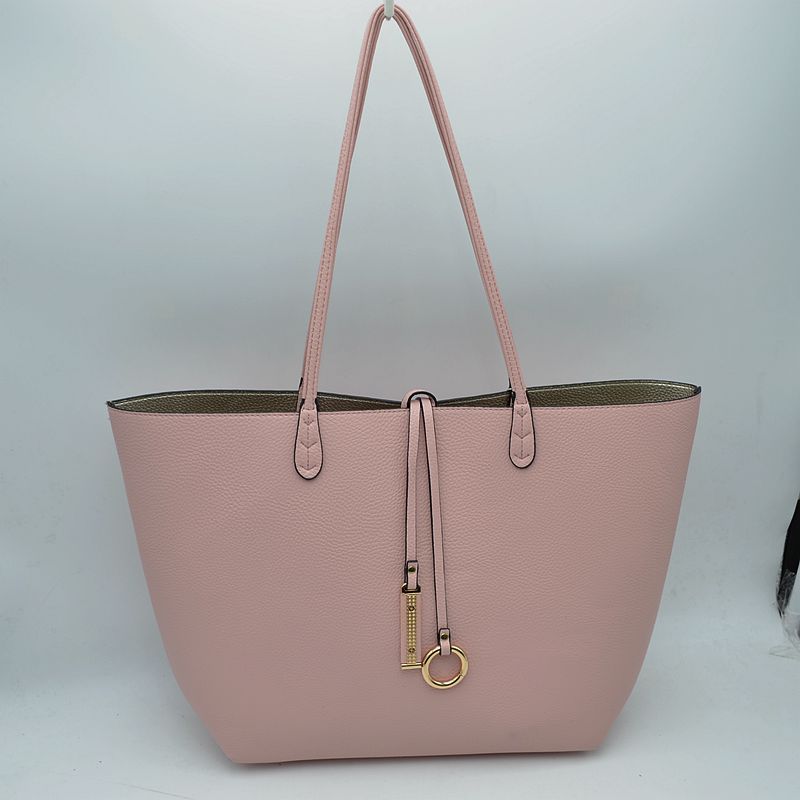 Women’s Pebbled Faux Leather Reversible 2 in 1 Tote Shoulder Handbag Crossbody Bag - Tote Bag
