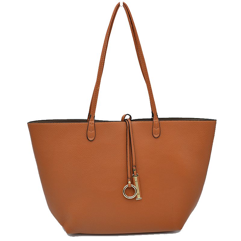 Women’s Pebbled Faux Leather Reversible 2 in 1 Tote Shoulder Handbag Crossbody Bag - Tote Bag