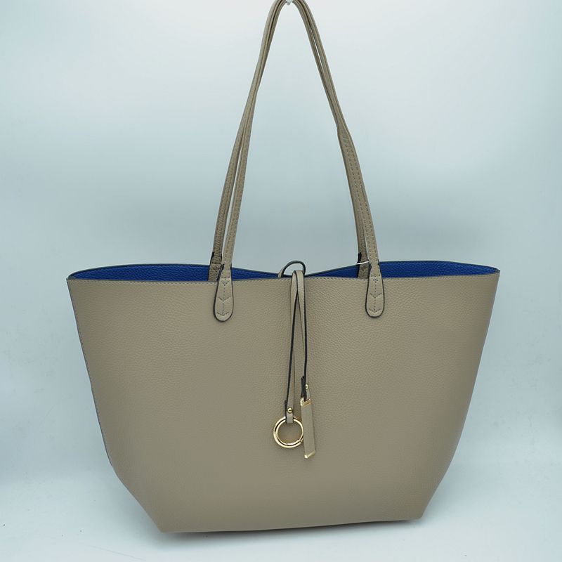 Women’s Pebbled Faux Leather Reversible 2 in 1 Tote Shoulder Handbag Crossbody Bag - Tote Bag