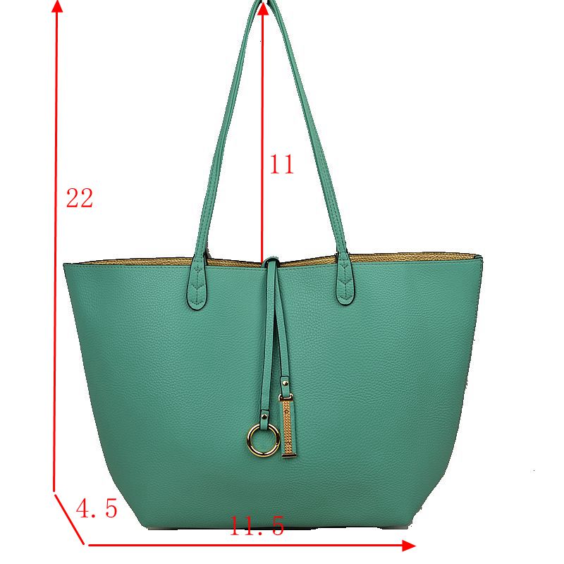 Women’s Pebbled Faux Leather Reversible 2 in 1 Tote Shoulder Handbag Crossbody Bag - Tote Bag