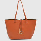 Women’s Kendra Reversible Supersoft Vegan Leather Tote Handbag Crossbody Bag - Orange/Brown - Tote Bag
