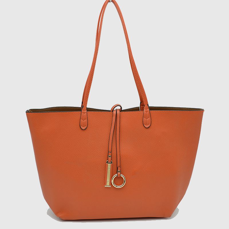 Women’s Kendra Reversible Supersoft Vegan Leather Tote Handbag Crossbody Bag - Orange/Brown - Tote Bag