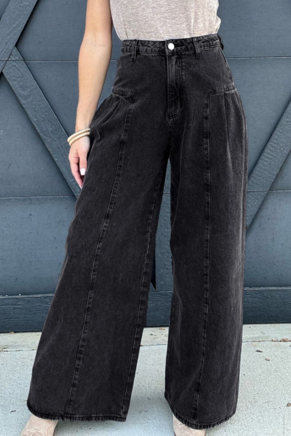 High Rise Wide Leg Jeans with Pockets - Charming Charlie