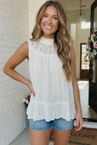 Sweet Lace Trim Ruffle Babydoll Tank - Charming Charlie