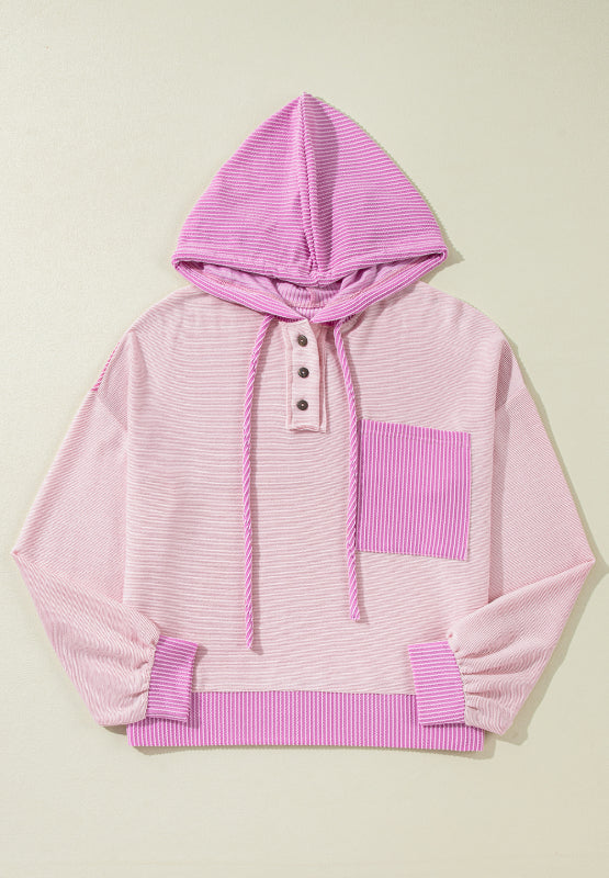 Corded Color Block Drawstring Hoodie - Charming Charlie