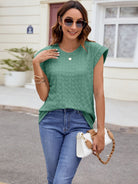 Textured Round Neck Cap Sleeve T-Shirt - Charming Charlie