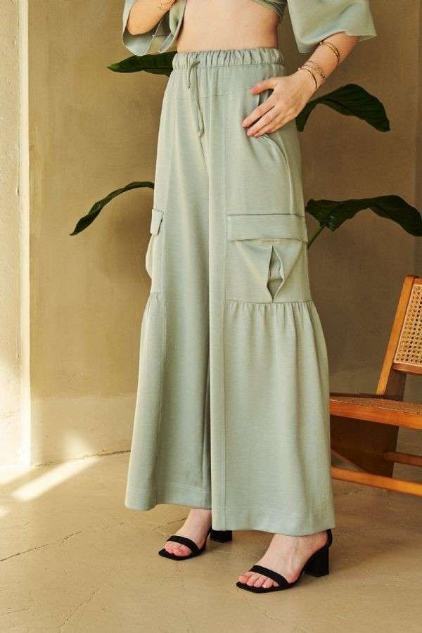 Davi & Dani Drawstring Ruched Detail Wide Leg Pants - Charming Charlie