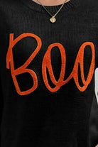 BOO Round Neck Long Sleeve Sweater - Charming Charlie