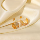 Stainless Steel Inlaid Zircon C-Hoop Earrings - Charming Charlie