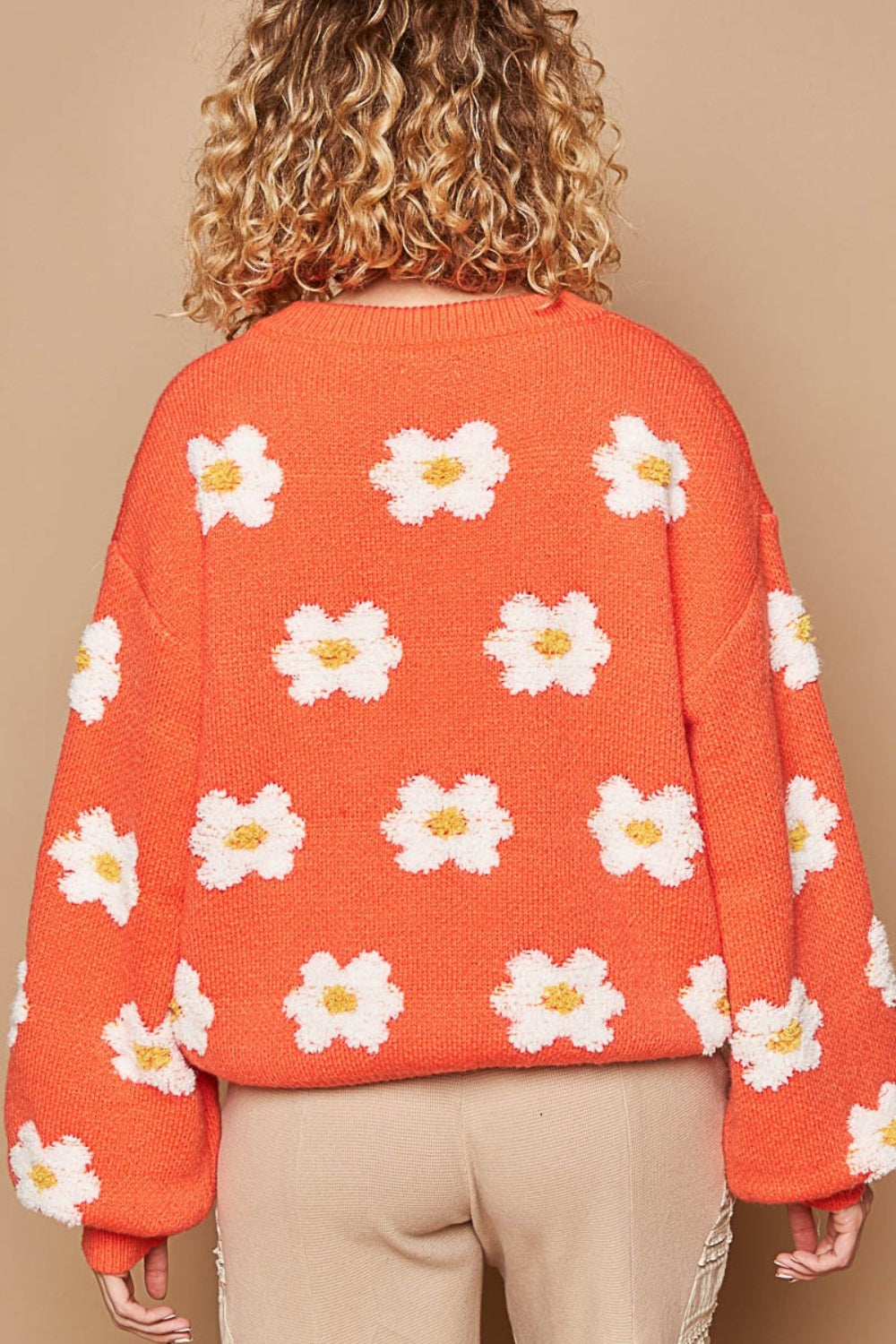 POL Daisy Pattern Drop Shoulder Sweater – Charming Charlie