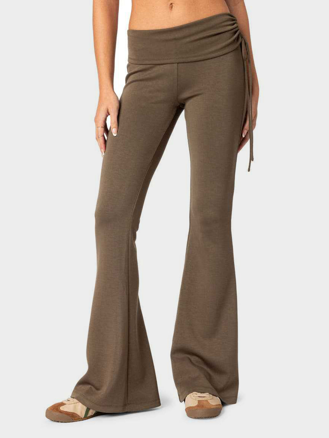 Drawstring Ruched Flare Pants - Charming Charlie