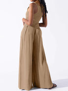 Square Neck Wide Strap Jumpsuit - Charming Charlie