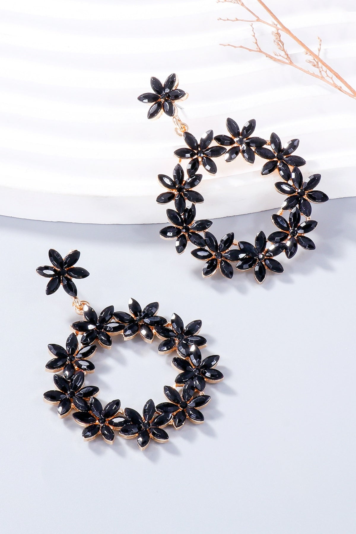 Rhinestone Flower Dangle Earrings - Charming Charlie