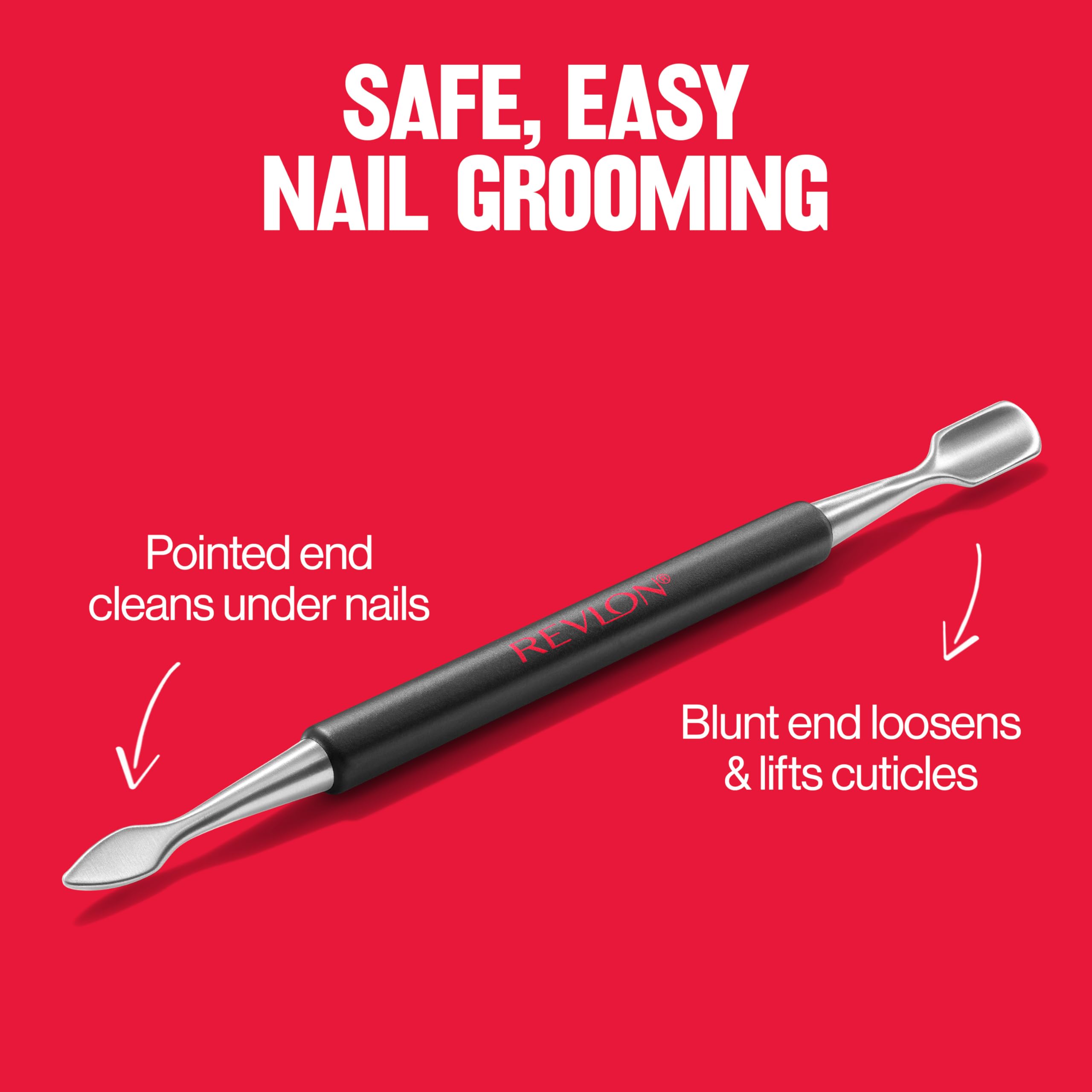 Revlon Cuticle Pusher and Nail Cleaner, Dual Ended Nail Care Tool, Easy to Use, Stainless Steel (Pack of 1) - Charming Charlie
