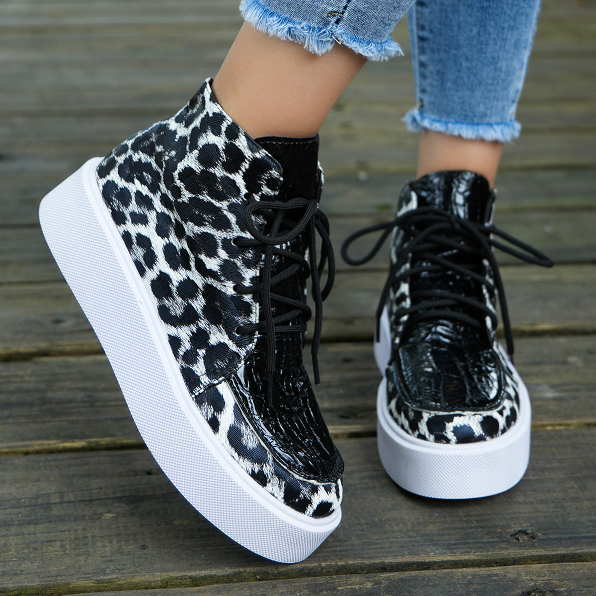 PU Leather Leopard Platform Sneakers â Charming Charlie