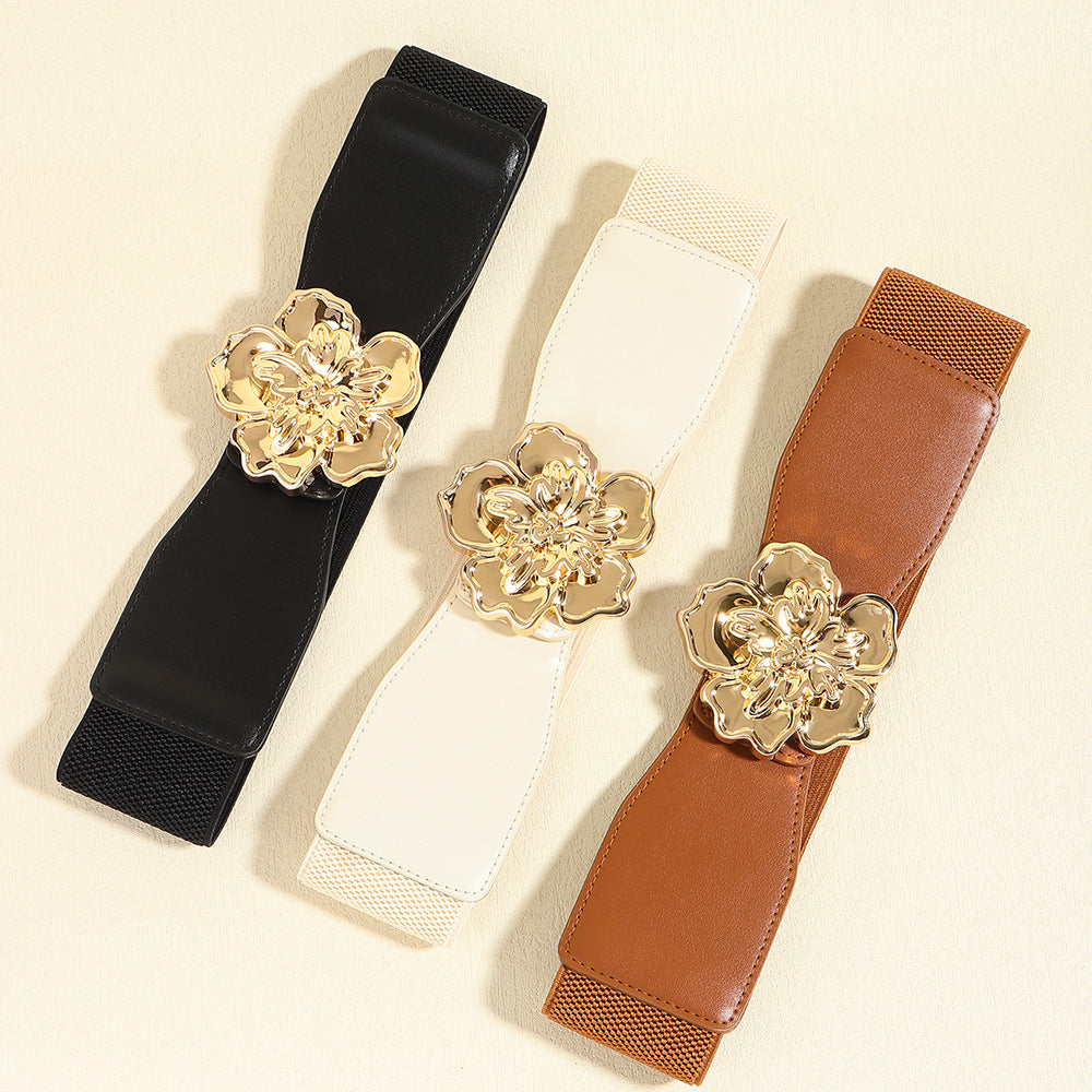 Flower Alloy Buckle Elastic Belt – Charming Charlie