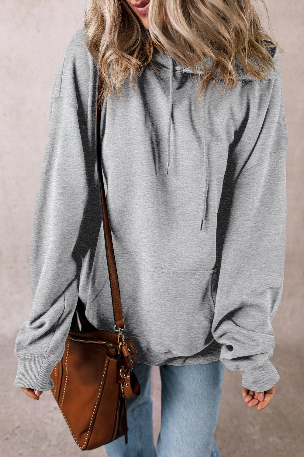 Drawstring Pocketed Long Sleeve Hoodie - Charming Charlie