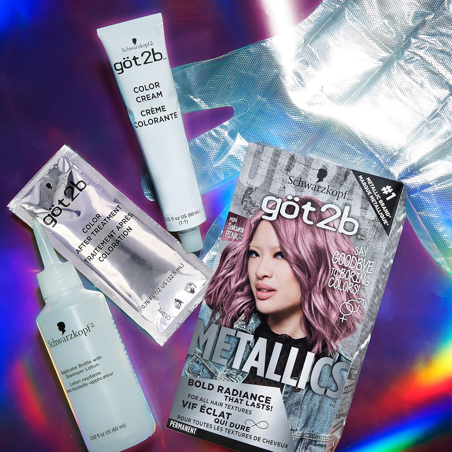 Got2b Metallics Permanent Hair Color, M84 Sakura Pink – Charming