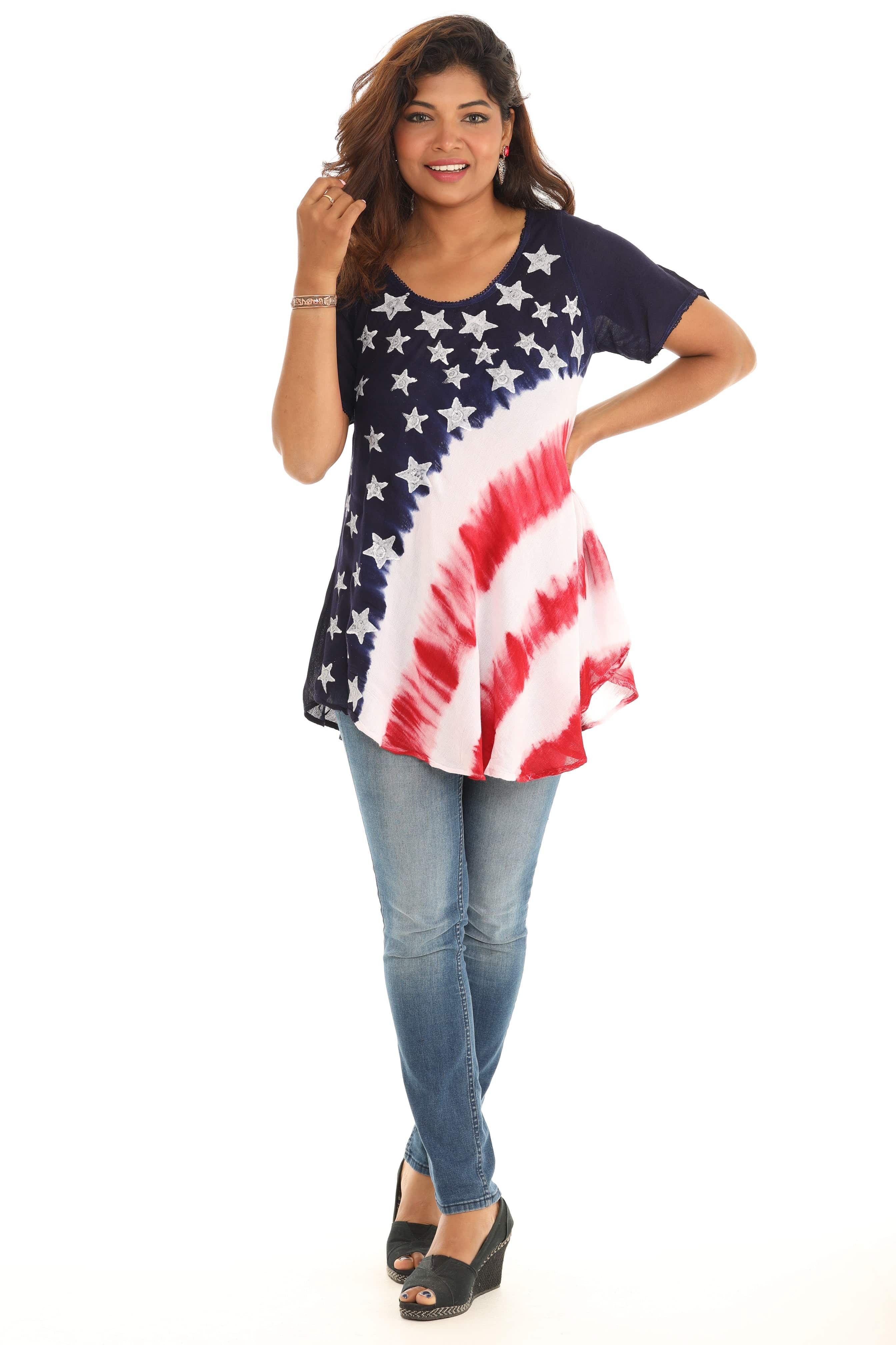 Red & blue stars Stripes top - Shoreline Wear, Inc.