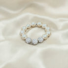Elegant Pearl & Sparkling Crystal Ball Stretch Bracelet - Charming Charlie
