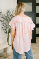 A Different Side Of Me Gingham Blouse in Dusty Rose - Charming Charlie