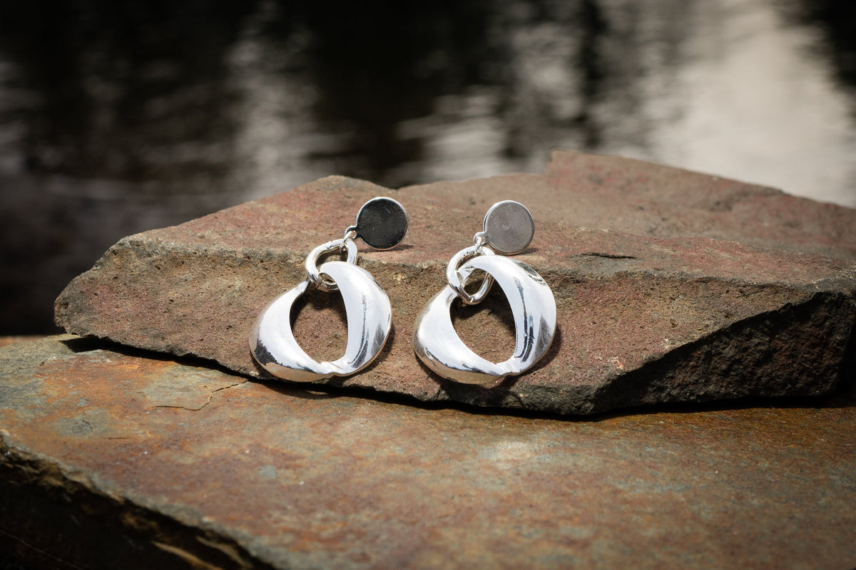 Post Earring Silver Geo Drop - Charming Charlie