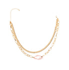 Two Row Chain Link Necklace With Lucite Purple Pendant - Charming Charlie
