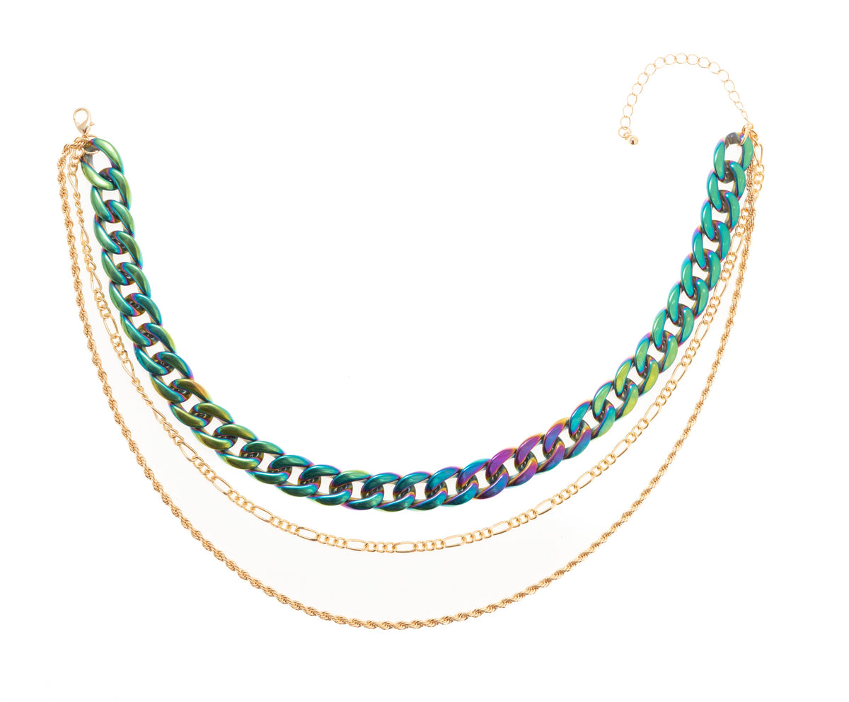 Three Row Chain Link Necklace - Charming Charlie