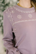 A Little Bit of Comfort Embroidered Top and Bottom Set in Dusty Mauve - Charming Charlie