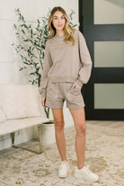 A Little Bit of Comfort Embroidered Top and Bottom Set in Taupe - Charming Charlie