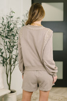 A Little Bit of Comfort Embroidered Top and Bottom Set in Taupe - Charming Charlie