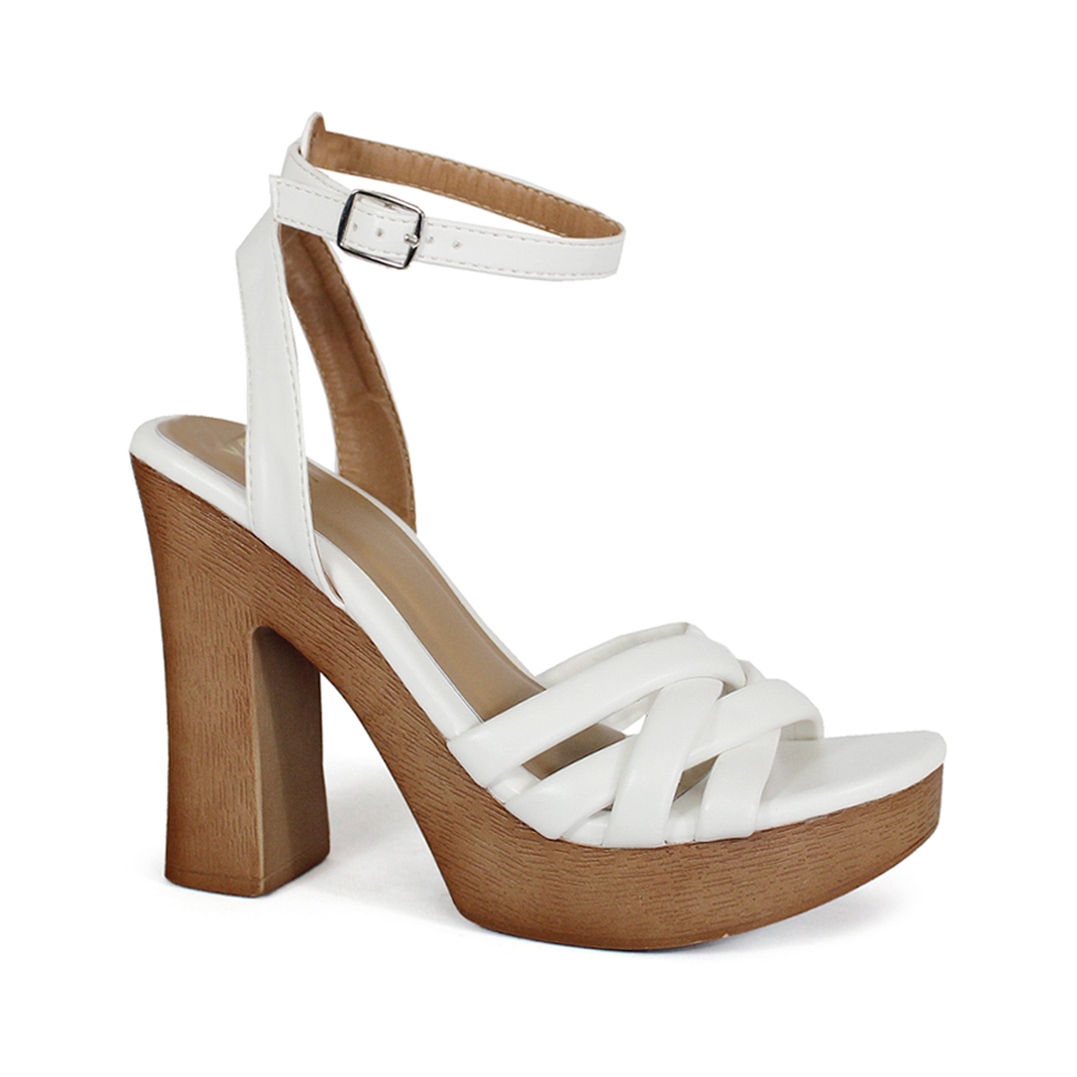 ARLESA-05 Women's Padded Multi Strap In Wooden Heel - Yoki 