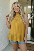 Golden Hour Lace Yoke Babydoll Top - Charming Charlie