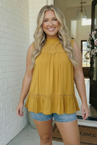 Golden Hour Lace Yoke Babydoll Top - Charming Charlie