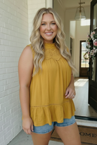 Golden Hour Lace Yoke Babydoll Top - Charming Charlie