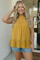 Golden Hour Lace Yoke Babydoll Top - Charming Charlie
