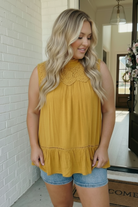Golden Hour Lace Yoke Babydoll Top - Charming Charlie