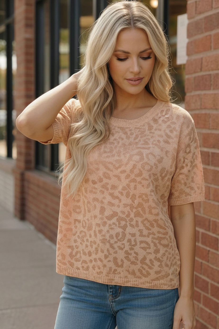 Blush Safari Knit Tee - Charming Charlie