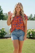 Rust Bloom Ruffle Top - Charming Charlie