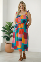 Pop Art Patchwork Midi Dress - Charming Charlie