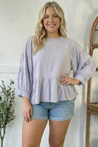 With Gentle Grace Lavender Cotton Blouse - Charming Charlie