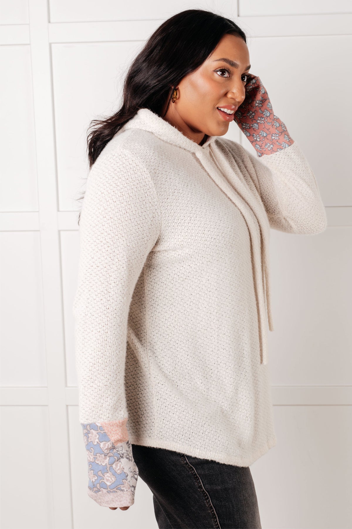 A Tad Chilly Waffle Knit Hoodie - Charming Charlie