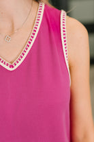 Airloom Trim Detail Mini Tank Dress in Magenta - Charming Charlie