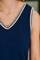 Airloom Trim Detail Mini Tank Dress in Navy - Charming Charlie